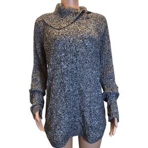 NWOT Croft & Barrow Women’s 2X Marled Knit Button Funnel Neck Pullover Sweater